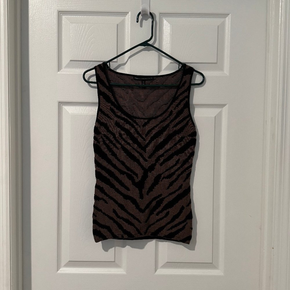 White House Black Market Brown Tiger Stripe Tank Top Sz XS EUC